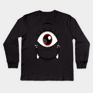 Creepy one eye face Kids Long Sleeve T-Shirt